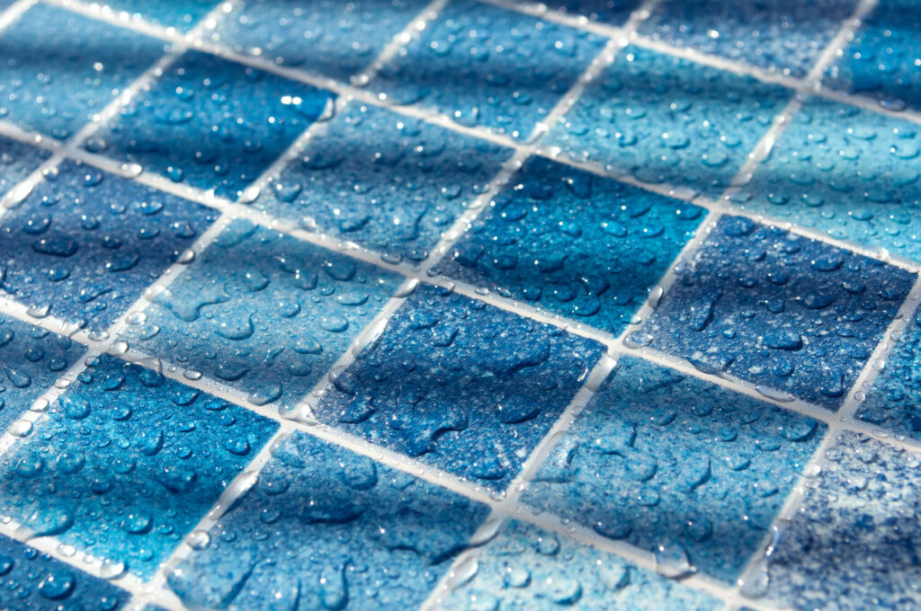 blue glass tiles after Palm beach gardens tile cleaning